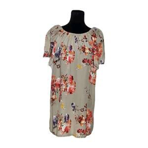 Tolani Silk Floral Off The Shoulder Flutter Sleeve Tunic Blouse Size Small